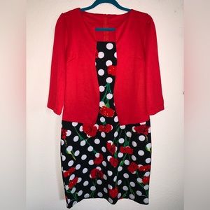 NWOT Faux 2 Piece Floral Polka Dot Spring Dress
